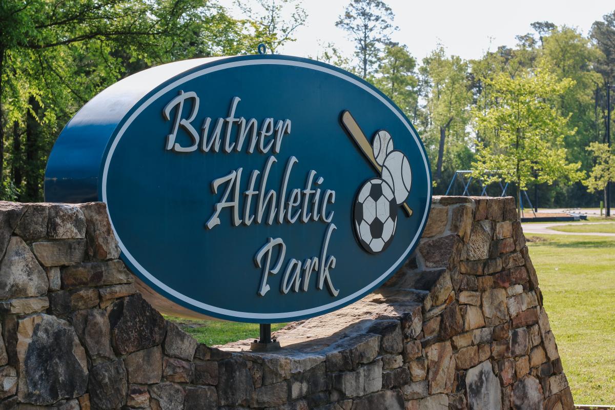 Blue Butner Athletic Park Sign 