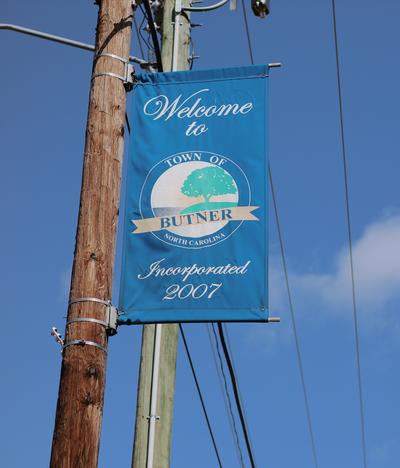 Welcome to Butner Hanging Sign 